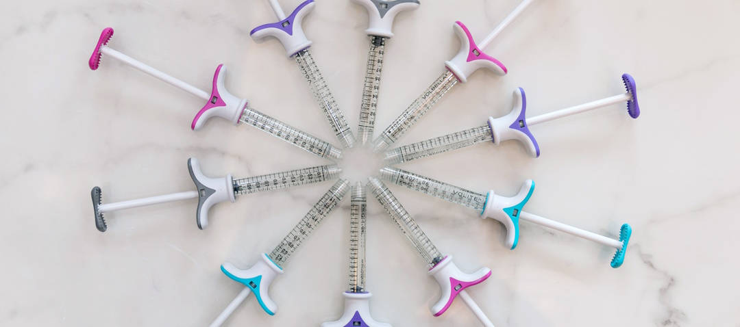 Juvederm syringes arranged in a circle